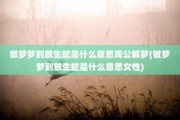 做梦梦到放生蛇是什么意思周公解梦(做梦梦到放生蛇是什么意思女性)