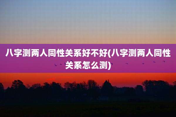 八字测两人同性关系好不好(八字测两人同性关系怎么测)
