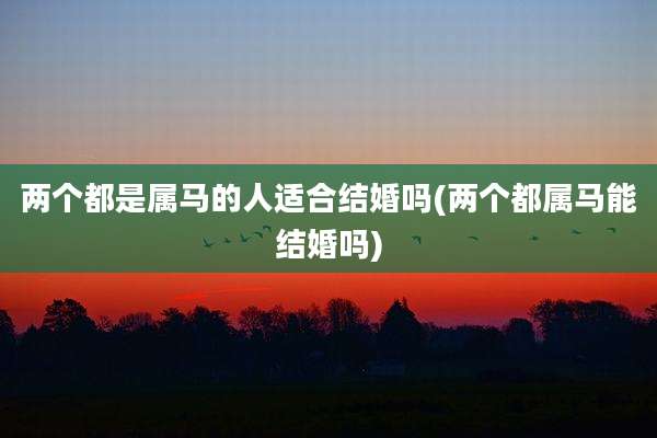 两个都是属马的人适合结婚吗(两个都属马能结婚吗)