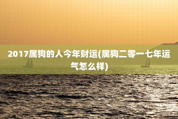 2017属狗的人今年财运(属狗二零一七年运气怎么样)