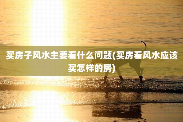 买房子风水主要看什么问题(买房看风水应该买怎样的房)