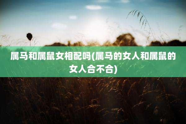 属马和属鼠女相配吗(属马的女人和属鼠的女人合不合)