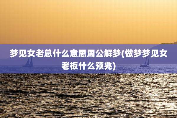 梦见女老总什么意思周公解梦(做梦梦见女老板什么预兆)