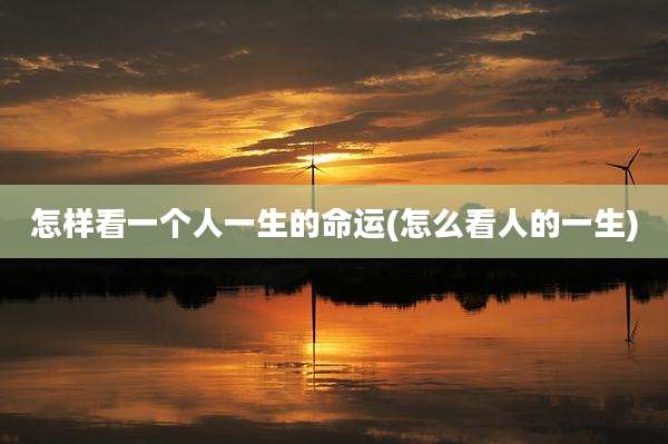 怎样看一个人一生的命运(怎么看人的一生)