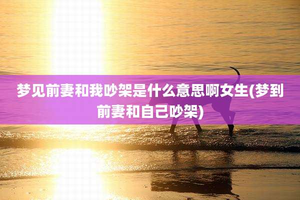 梦见前妻和我吵架是什么意思啊女生(梦到前妻和自己吵架)