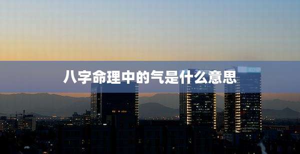 八字命理中的气是什么意思