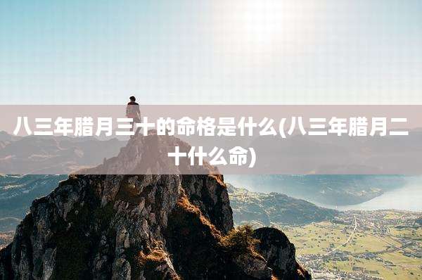 八三年腊月三十的命格是什么(八三年腊月二十什么命)