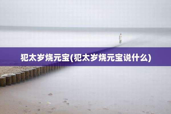 犯太岁烧元宝(犯太岁烧元宝说什么)
