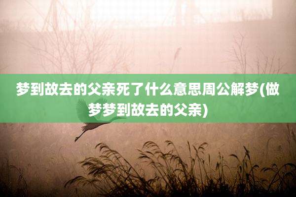 梦到故去的父亲死了什么意思周公解梦(做梦梦到故去的父亲)