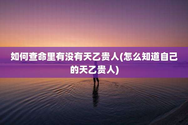 如何查命里有没有天乙贵人(怎么知道自己的天乙贵人)