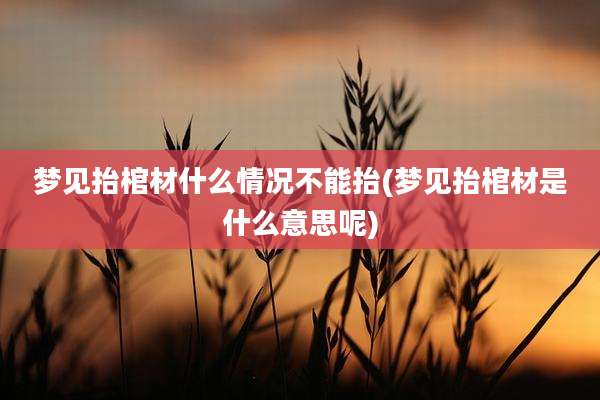 梦见抬棺材什么情况不能抬(梦见抬棺材是什么意思呢)