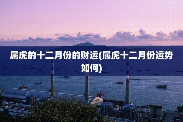 属虎的十二月份的财运(属虎十二月份运势如何)