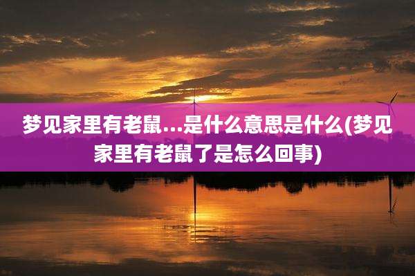 梦见家里有老鼠…是什么意思是什么(梦见家里有老鼠了是怎么回事)