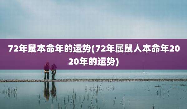 72年鼠本命年的运势(72年属鼠人本命年2020年的运势)