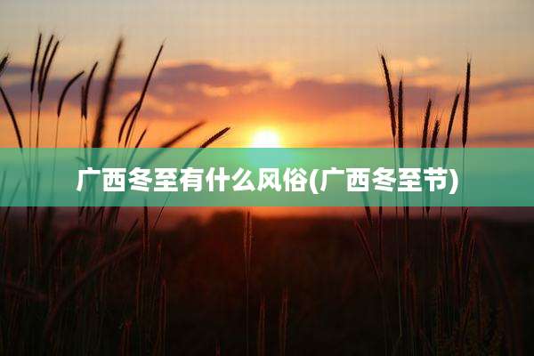 广西冬至有什么风俗(广西冬至节)