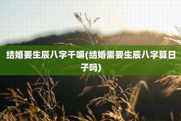 结婚要生辰八字干嘛(结婚需要生辰八字算日子吗)