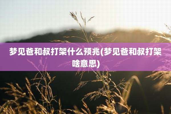梦见爸和叔打架什么预兆(梦见爸和叔打架啥意思)