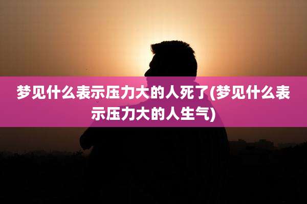 梦见什么表示压力大的人死了(梦见什么表示压力大的人生气)