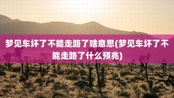 梦见车坏了不能走路了啥意思(梦见车坏了不能走路了什么预兆)