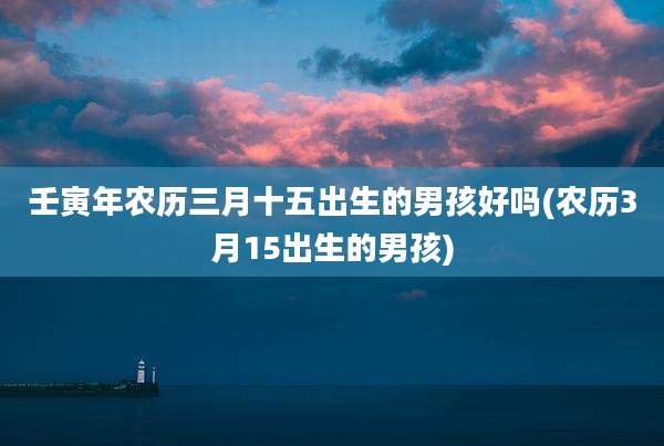 壬寅年农历三月十五出生的男孩好吗(农历3月15出生的男孩)