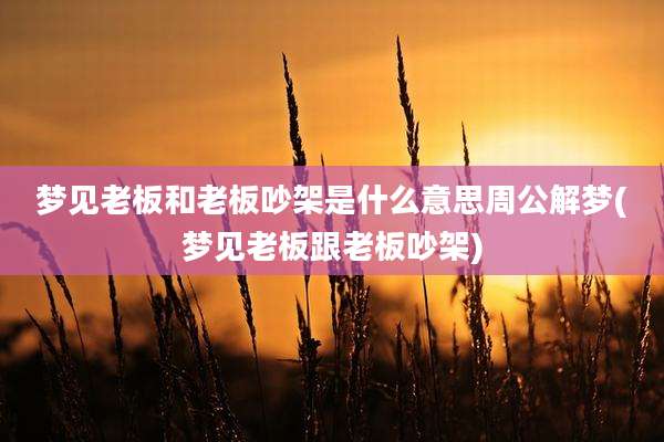 梦见老板和老板吵架是什么意思周公解梦(梦见老板跟老板吵架)