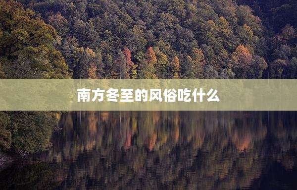 南方冬至的风俗吃什么