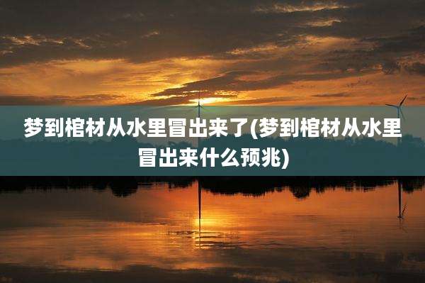 梦到棺材从水里冒出来了(梦到棺材从水里冒出来什么预兆)