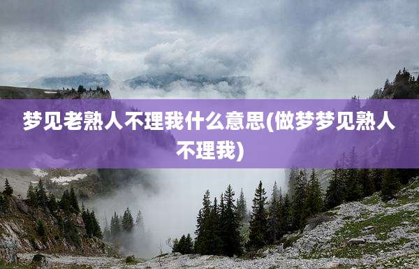 梦见老熟人不理我什么意思(做梦梦见熟人不理我)