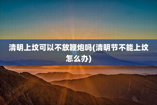 清明上坟可以不放鞭炮吗(清明节不能上坟怎么办)