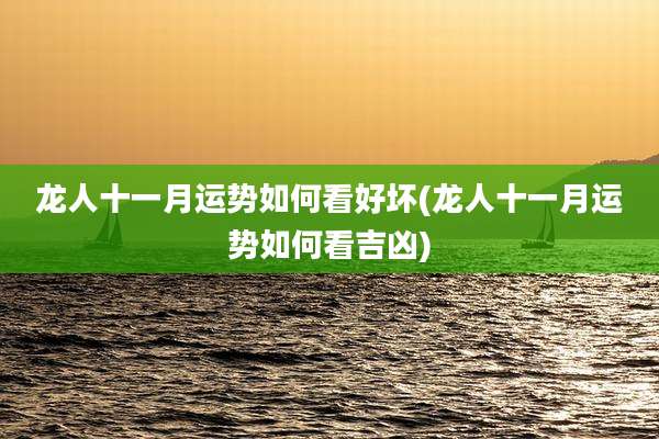 龙人十一月运势如何看好坏(龙人十一月运势如何看吉凶)