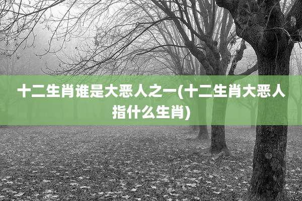 十二生肖谁是大恶人之一(十二生肖大恶人指什么生肖)
