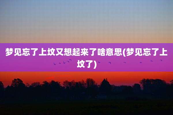 梦见忘了上坟又想起来了啥意思(梦见忘了上坟了)