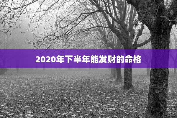 2020年下半年能发财的命格