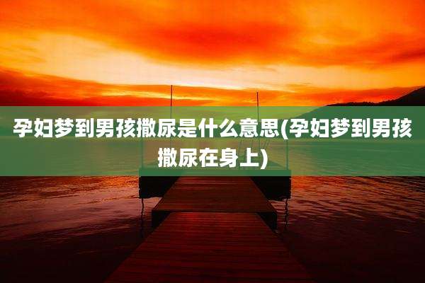 孕妇梦到男孩撒尿是什么意思(孕妇梦到男孩撒尿在身上)