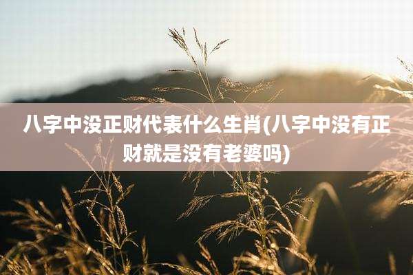 八字中没正财代表什么生肖(八字中没有正财就是没有老婆吗)