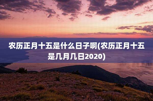 农历正月十五是什么日子啊(农历正月十五是几月几日2020)