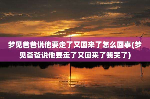梦见爸爸说他要走了又回来了怎么回事(梦见爸爸说他要走了又回来了我哭了)