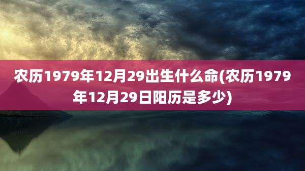 农历1979年12月29出生什么命(农历1979年12月29日阳历是多少)