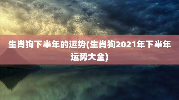 生肖狗下半年的运势(生肖狗2021年下半年运势大全)