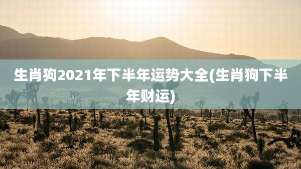 生肖狗2021年下半年运势大全(生肖狗下半年财运)