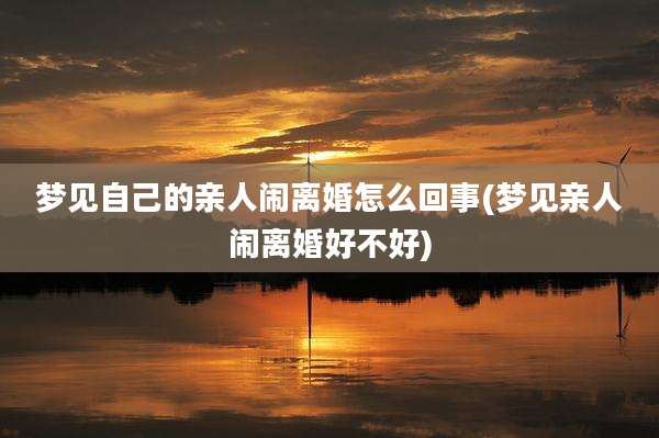 梦见自己的亲人闹离婚怎么回事(梦见亲人闹离婚好不好)