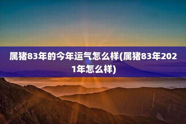 属猪83年的今年运气怎么样(属猪83年2021年怎么样)