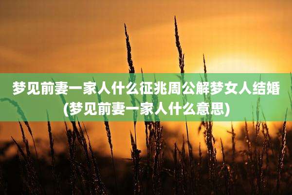 梦见前妻一家人什么征兆周公解梦女人结婚(梦见前妻一家人什么意思)