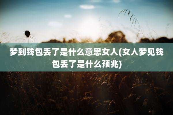 梦到钱包丢了是什么意思女人(女人梦见钱包丢了是什么预兆)