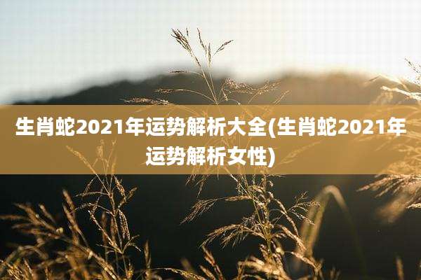 生肖蛇2021年运势解析大全(生肖蛇2021年运势解析女性)
