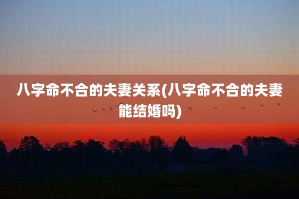 八字命不合的夫妻关系(八字命不合的夫妻能结婚吗)