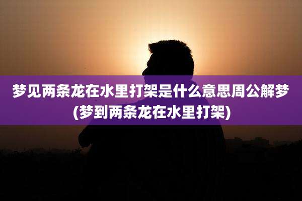 梦见两条龙在水里打架是什么意思周公解梦(梦到两条龙在水里打架)