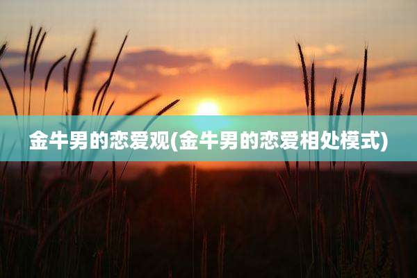金牛男的恋爱观(金牛男的恋爱相处模式)