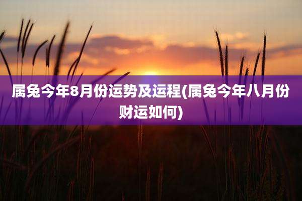 属兔今年8月份运势及运程(属兔今年八月份财运如何)