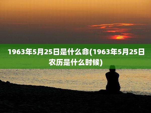 1963年5月25日是什么命(1963年5月25日农历是什么时候)